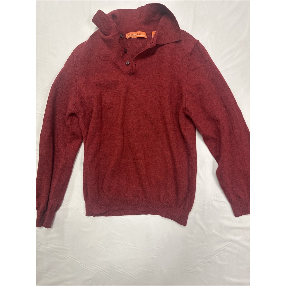 Sette Ponti Men's Small Red Made in Italy 100% Merino Wool Sweater